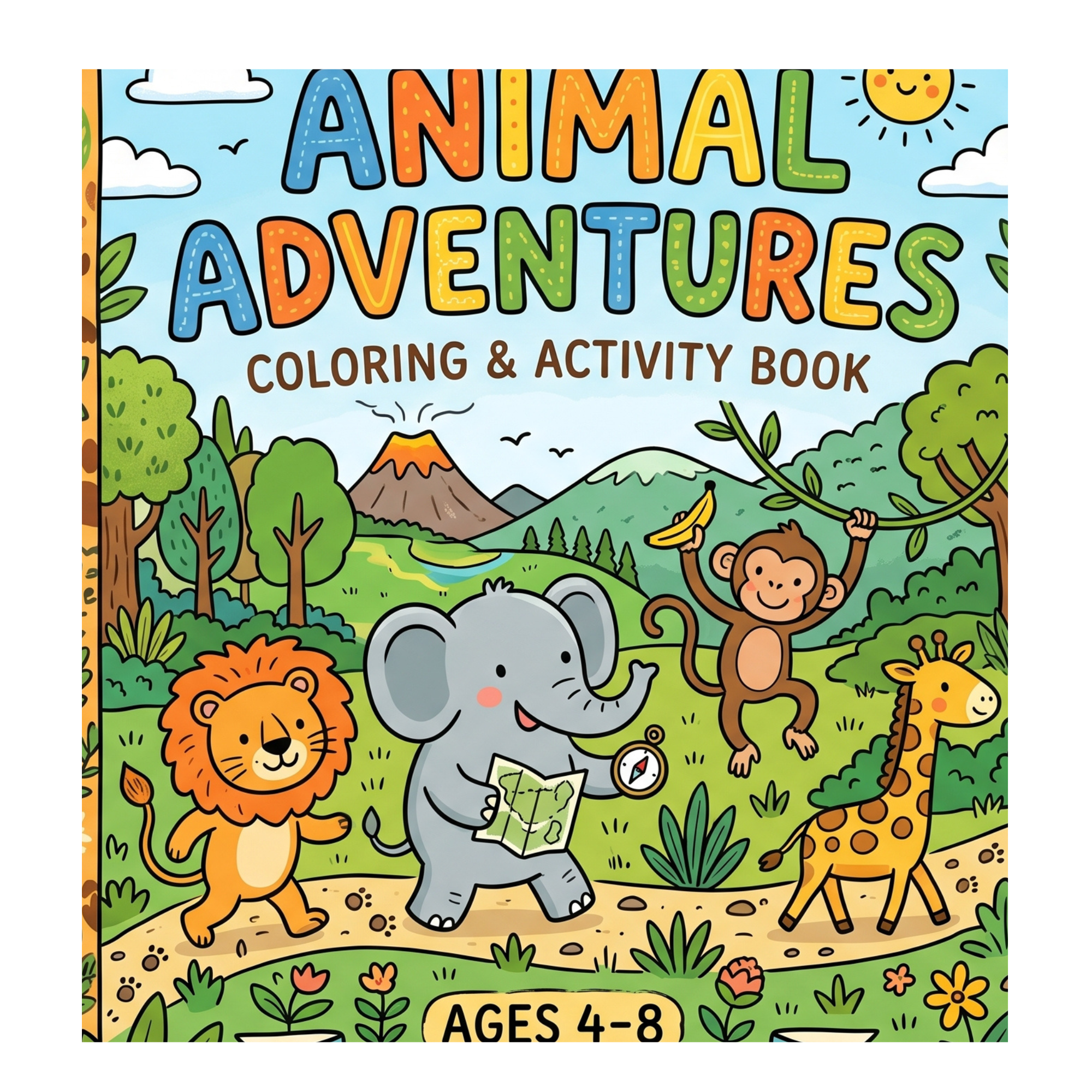 Cute Animals Adventures Coloring Book for Kids Ages 4–8